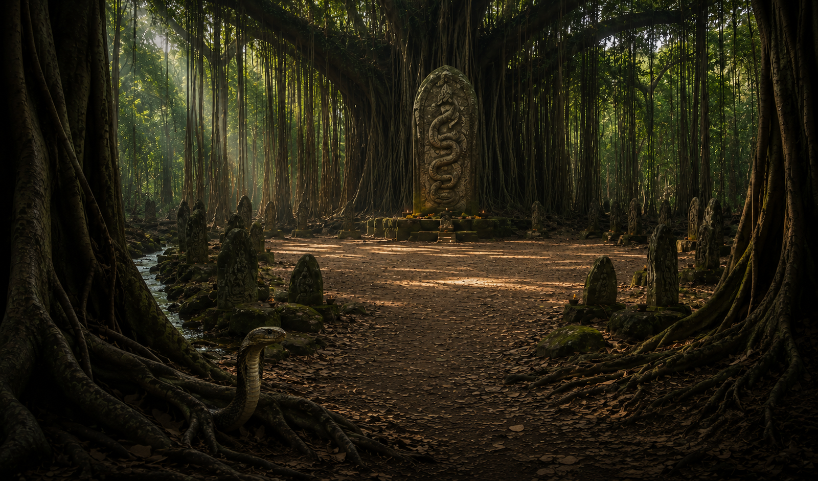 Ancient serpent grove representing The First King